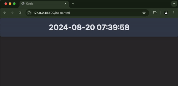 Realtime Date and Time with Day.js and setInterval()