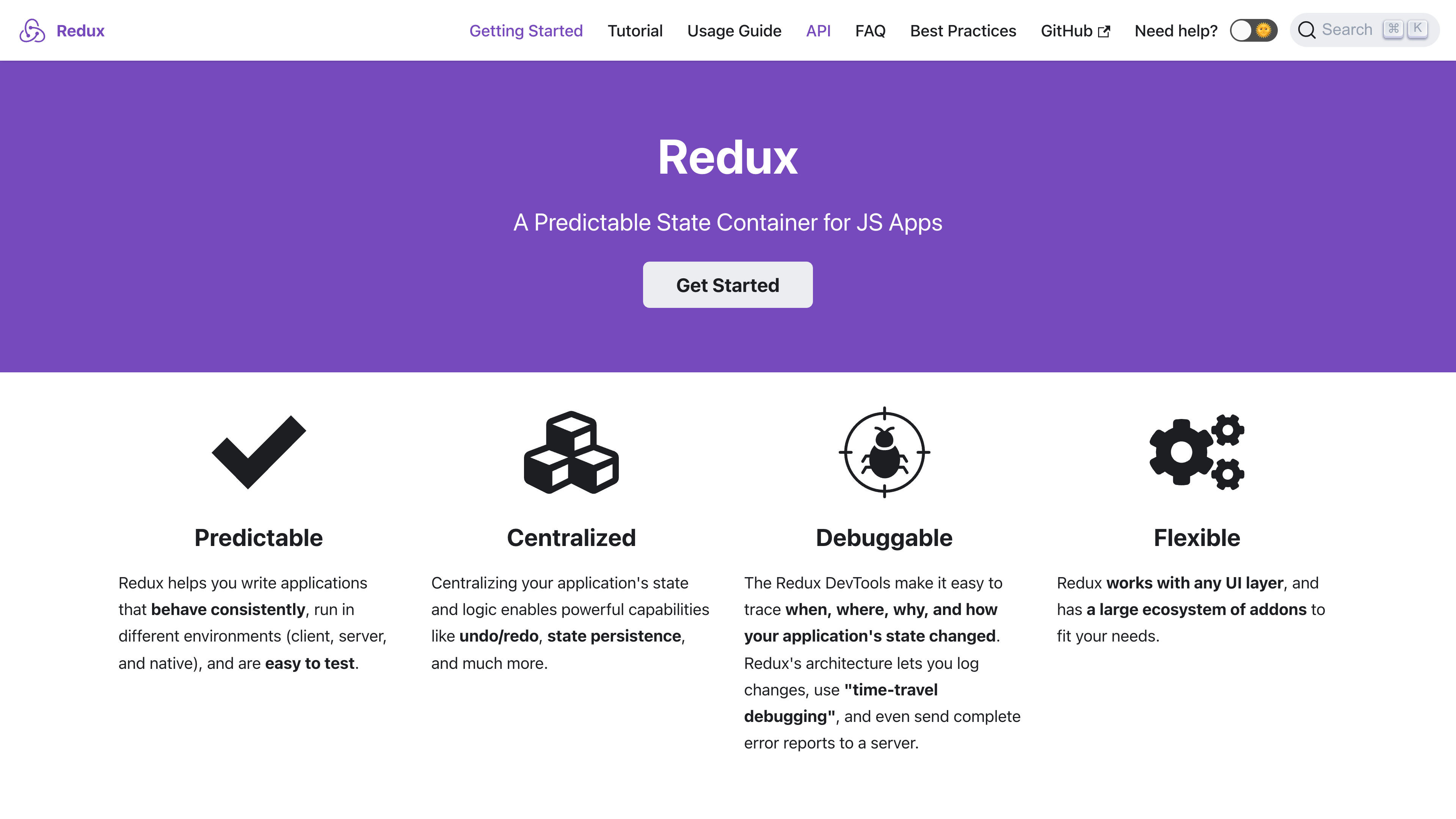 Redux landing page