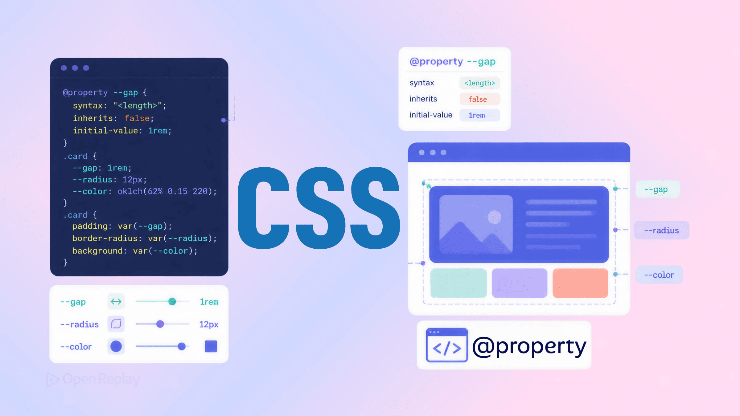 Typed CSS variables with @property: validate custom properties, animate values smoothly, and understand silent fallback, syntax, and browser support.