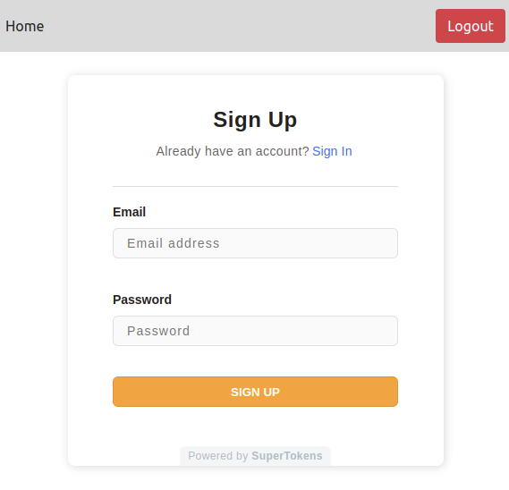 signup UI