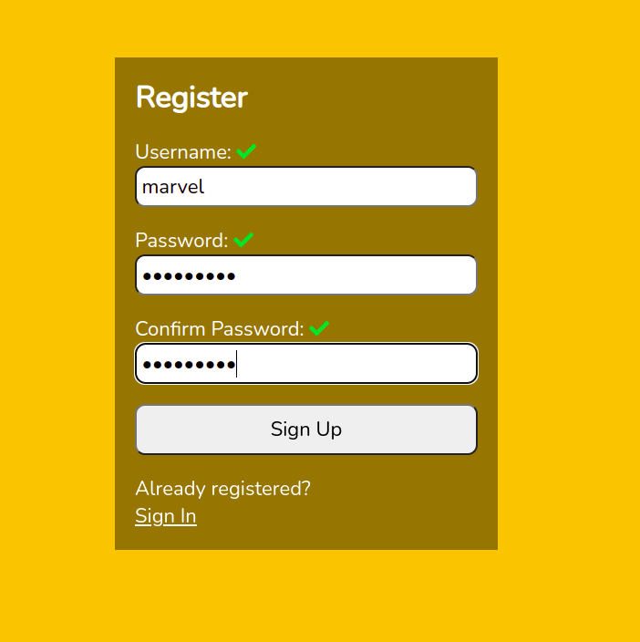 The register form